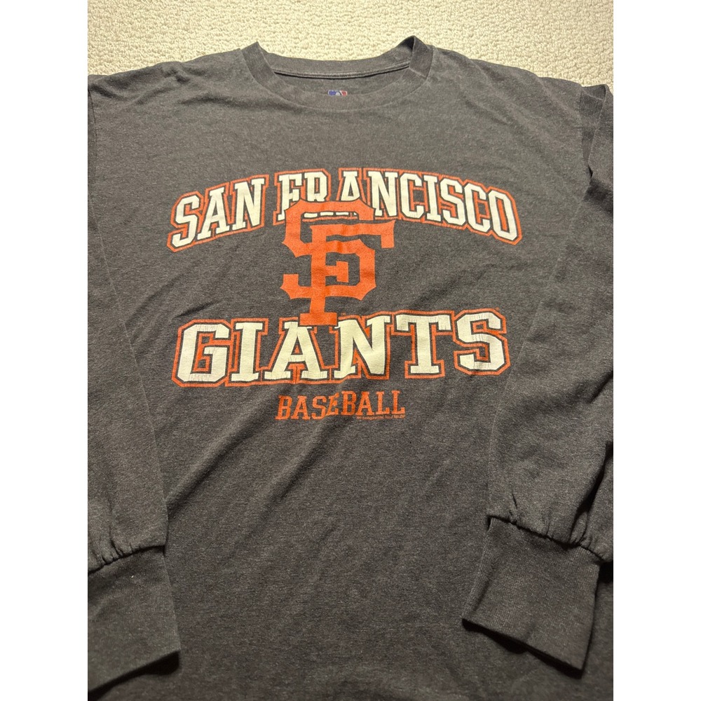 MLB‎ San Francisco Giants Long Sleeve Shirt Heather Charcoal Gray Orange Size L